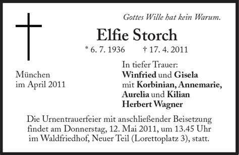 Traueranzeigen Von Elfie Storch SZ Gedenken De