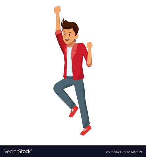 Man happy jumping cartoon Royalty Free Vector Image