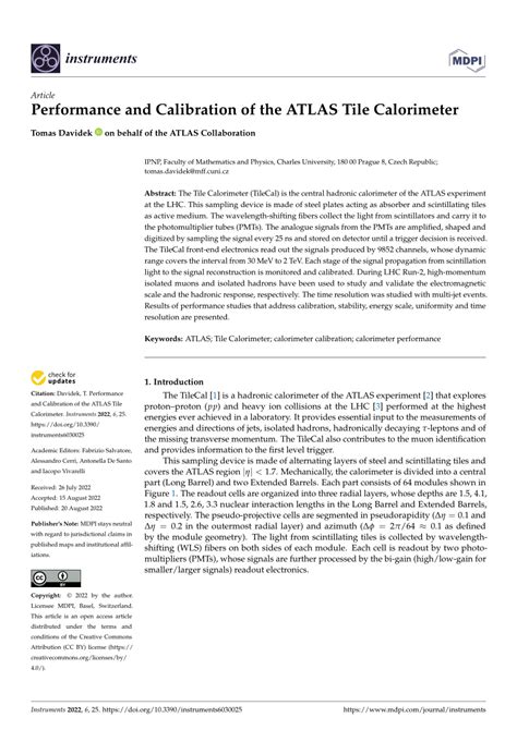 Pdf Performance And Calibration Of The Atlas Tile Calorimeter