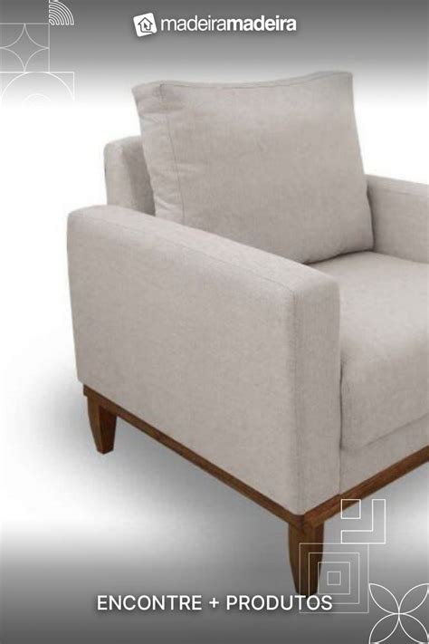 Poltrona Sara Linho Nude MadeiraMadeira Poltrona Almofadas Sala Estar