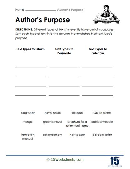 Free Determine Authors Purpose Worksheet Download Free Determine