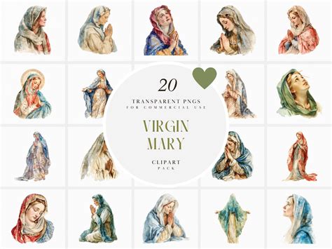 Watercolor Virgin Mary Clipart Mother Mary Clipart Prayer