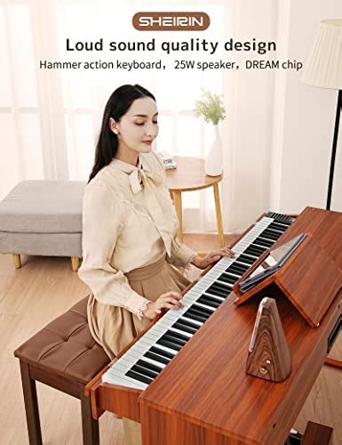 SHEIRIN 88 Key Digital Piano Elegant Weighted Perfect For Beginners