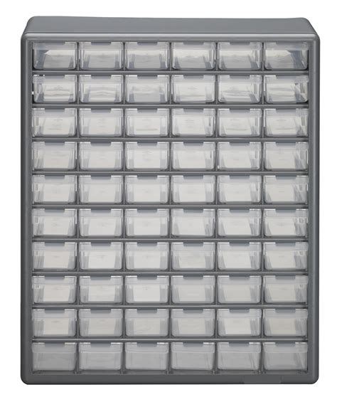 Stack-On 60-Drawer Plastic Parts Cabinet with Removable Drawers - Grey ...