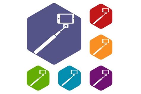 Selfie Stick And Smartphone Icons Set Graphic By Ylivdesign · Creative