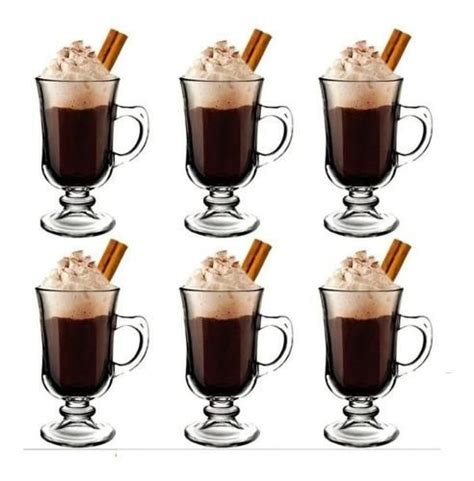 Jogo De Canecas Em Vidro Irish Coffe Pe As Ml Capuccino Class