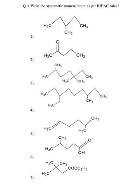 I Write The Systematic Nomenclature As Per Iupac Rules Filo