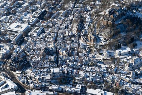 Luftaufnahme Marburg Winterluftbild Stadtansicht Vom