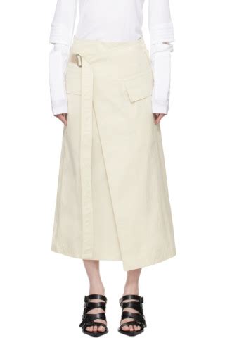 Helmut Lang Off White Trench Wrap Midi Skirt Ssense