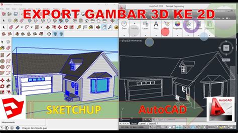 Export Gambar Potongan Atau Tampak Dari Sketchup Ke Autocad Youtube