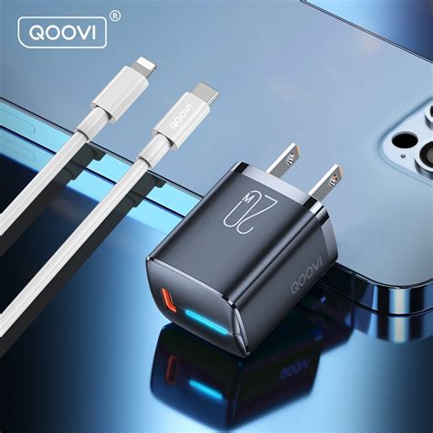 QOOVI Mini 20W USB C Charger Adapter Fast Charging With USB PD Cable