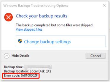 Solutions To Windows Backup Error Code X F Minitool