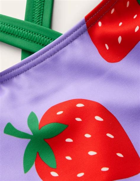 Cross Back Printed Swimsuit Violet Tulip Strawberries Boden Uk