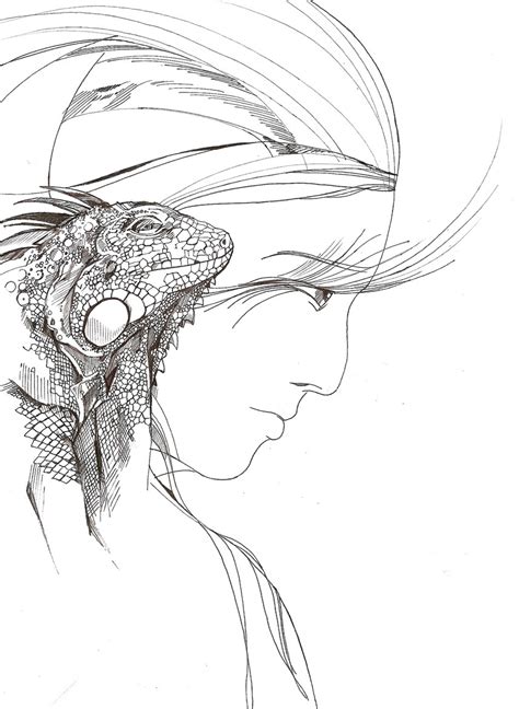 Иллюстрация Женский профиль в стиле графика, книжная графика