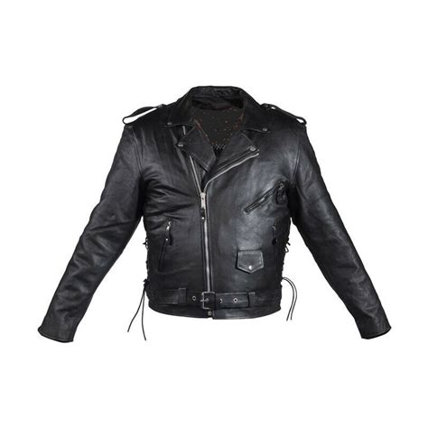 Black Drum Dyed Premium Naked Leather Motorcycle Biker Jacket Reg