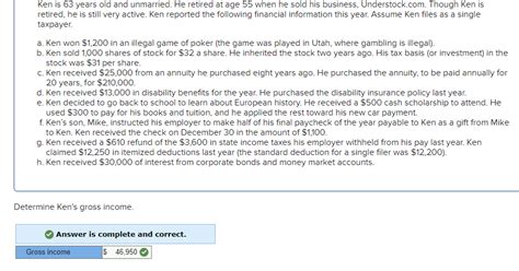 Solved Ken Is 63 Years Old And Unmarried He Retired At Age Chegg