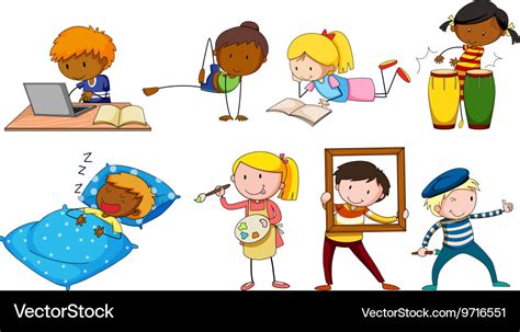 People Doing Different Activities Royalty Free Vector Image