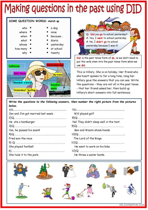 Making Questions With Did Picture English Esl Worksheets Pdf And Doc