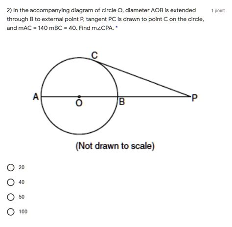 Solved In The Accompanying Diagram Of Circle O Diameter Aob Is