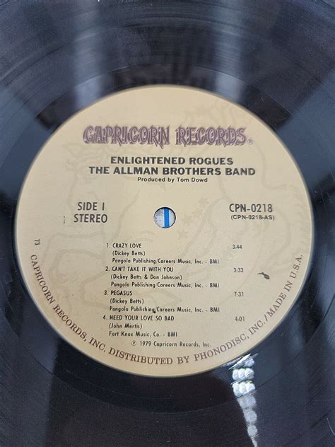 The Allman Brothers Band Enlightened Rogues 1979 Capricorn CPN 0218