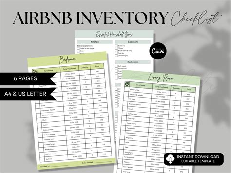 airbnb inventory checklist airbnb essentials housekeeping checklist