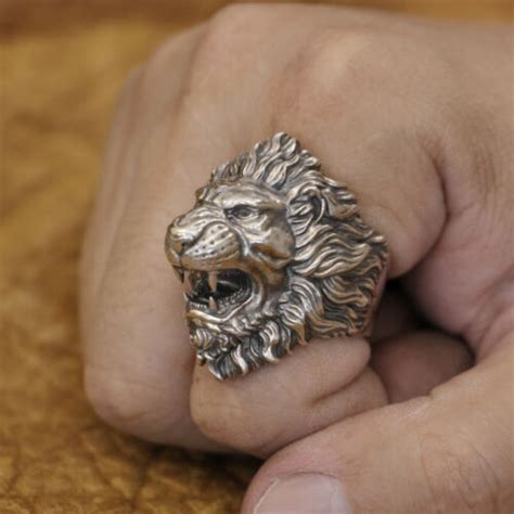 Linsion 925 Sterling Silver Roaring Lion Ring Mens Punk Ring Ta385a Us Size 7~16 Ebay