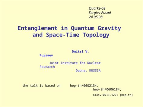 Ppt Entanglement In Quantum Gravity And Space Time Topology Dokumen