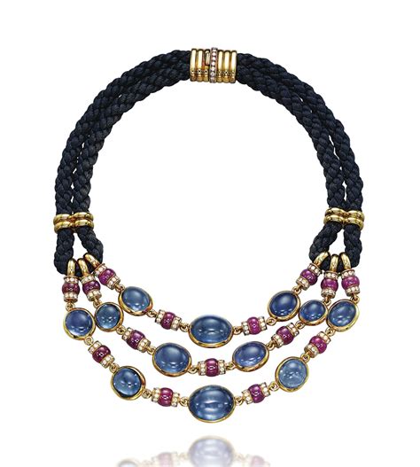 A Sapphire Ruby And Diamond Necklace By Bulgari Jewelry Necklace