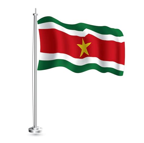 Bandera de surinam bandera de onda realista aislada del país de surinam