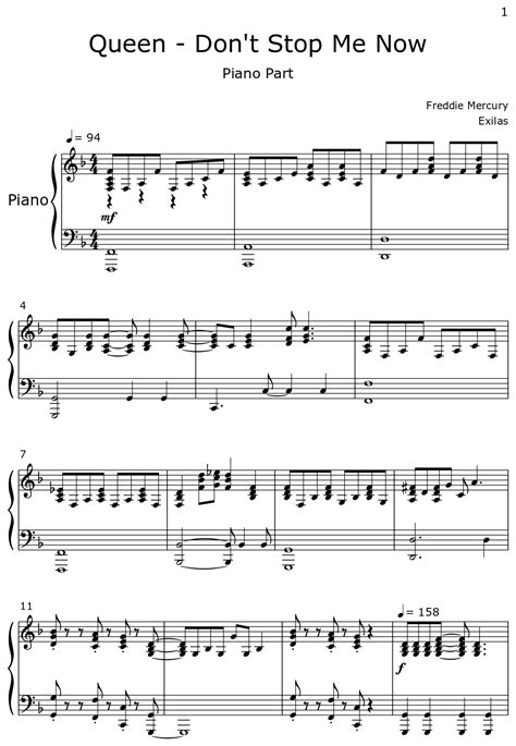 Queen Dont Stop Me Now Sheet Music For Piano