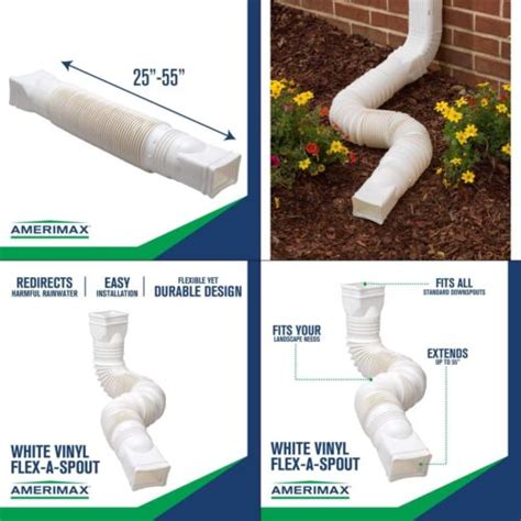 Flex A Spout 55 In White Vinyl Downspout Extension Amerimax Flexible