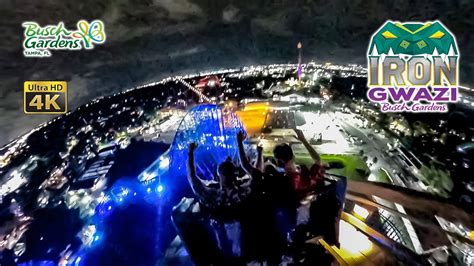 Iron Gwazi Roller Coaster At Night On Ride 4K POV Busch Gardens Tampa