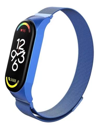 Pulseira Metal Aço Inox Magnetica Para Xiaomi Mi Band 7 Cor Azul