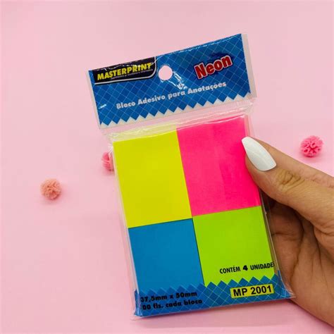 Bloco Post It Anota Es X Mm Cores Neon Folhas Cada