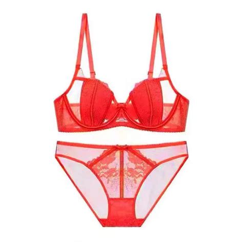 Lovirlve Set Celana Dalam Dan Bra Seksi Set Lingerie Renda Bordir Ultra