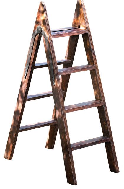 Decorative Wood Ladder With Iron Hinge Transitional Ladders And