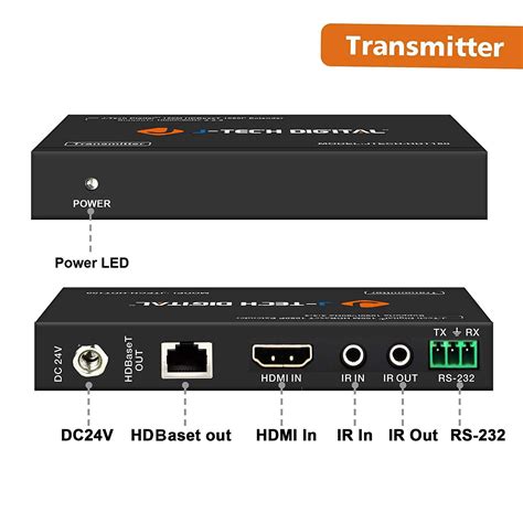 J Tech Digital HDMI Extender HDBaseT 1080p 60Hz Long Range 492ft PoC