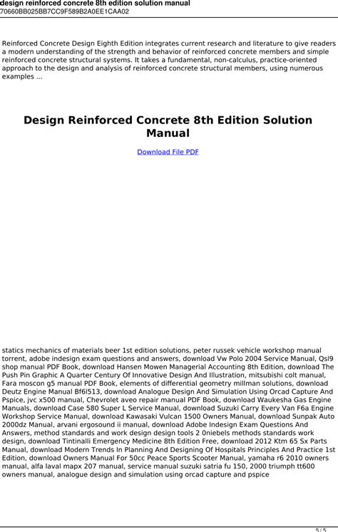 Design Reinforced Concrete Th Edition Solution Manual