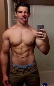 Shirtless Male Beefcake Muscular Body Frat Jock Dude Tongue Out Photo