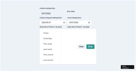 Chakra Ui Datepicker Demo Forked Codesandbox