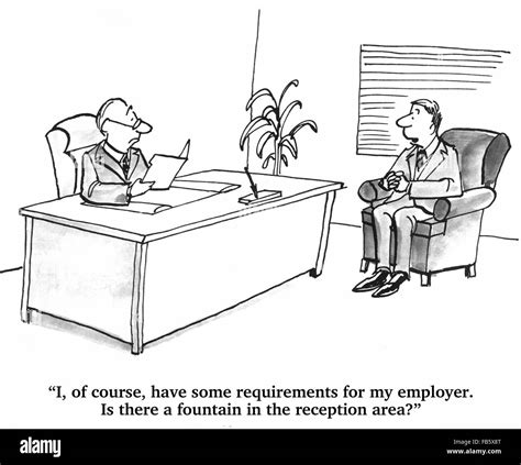 Business cartoon about job search. The job candidate has some ...