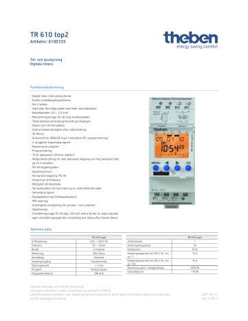 THEBEN TR 610 Top2 Datablad Manualzz