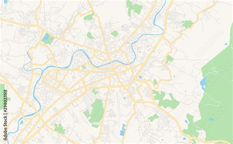 Fototapeta mapa świata dla dzieci Printable street map of Lampang