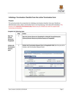 Fillable Online Ucalgary Initiating A Termination Checklist From The