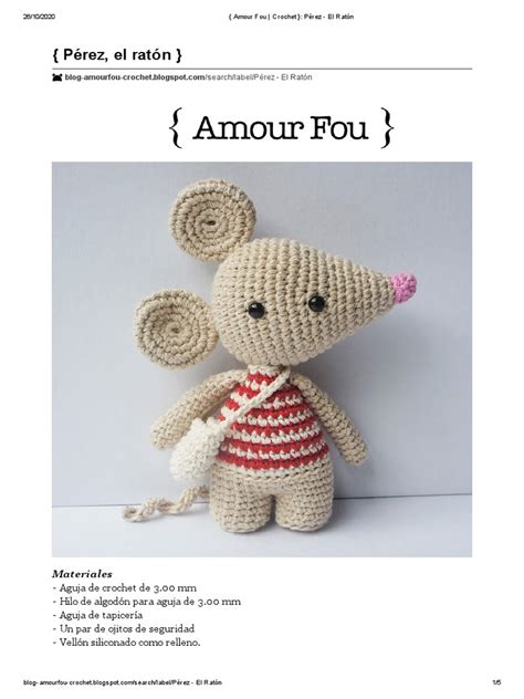 Amour Fou Crochet P 233 Rez El Rat 243 N Pdf Tejer