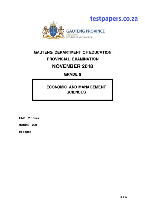 Gr Ems English November Question Paper Gauteng Department Of