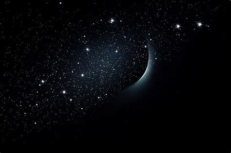 Crescent Moon With Stars In The Night Sky Premium Ai Generated Image