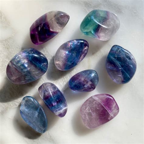 Fluorite Blue Rainbow Fluorite Tumbled Pocket Stone Minera Emporium