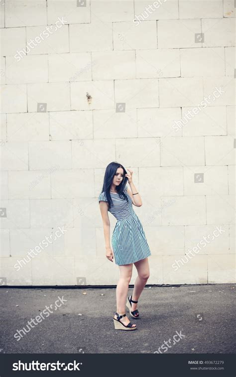 Sexy Brunette Slim Girl Posing Short Stock Photo Shutterstock