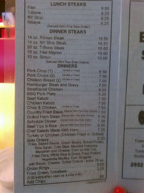 Burt's Butcher Shoppe and Eatery Menu - Urbanspoon/Zomato